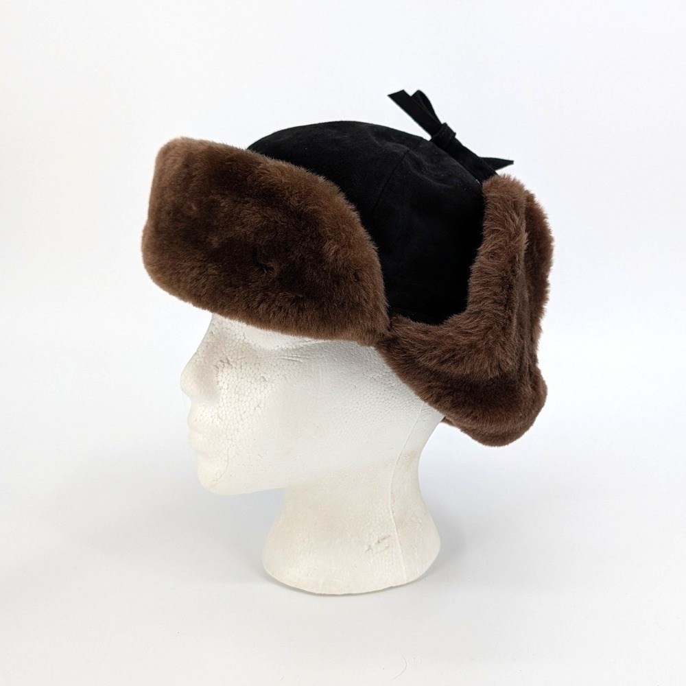 Yves Saint Laurent Fourrures Trapper Hat Suede Sheared Beaver Fur Small